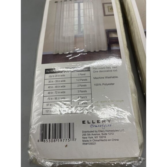 Ellery sheer panel victoria ivory set of 2 ring 59" width 84" length READ NEW - Picture 5 of 6